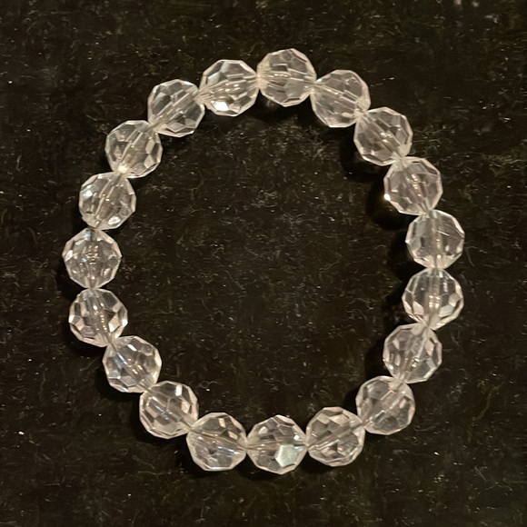 8” crystal clear beaded stackable stretch bangle bracelet - Picture 3 of 11